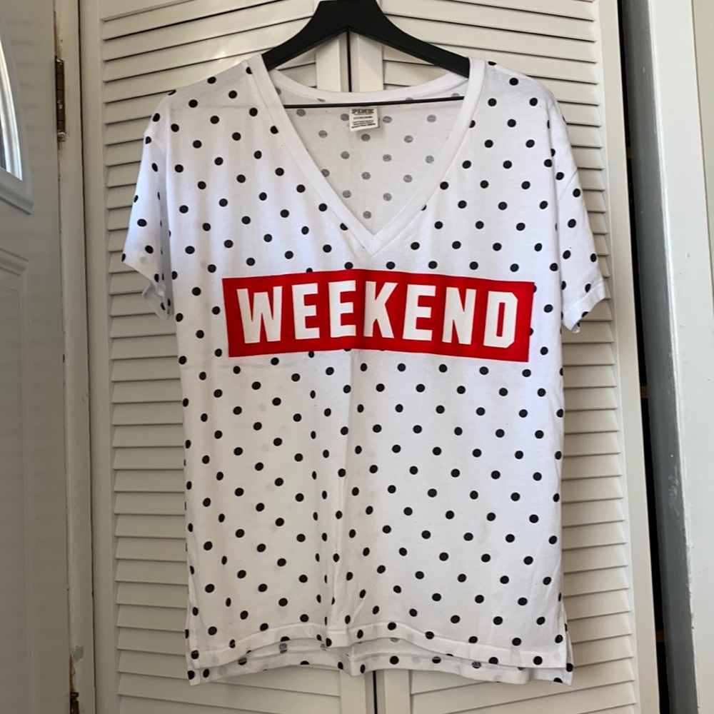 ✌🏼PINK Victoria’s Secret Weekend Red Polka Dot T